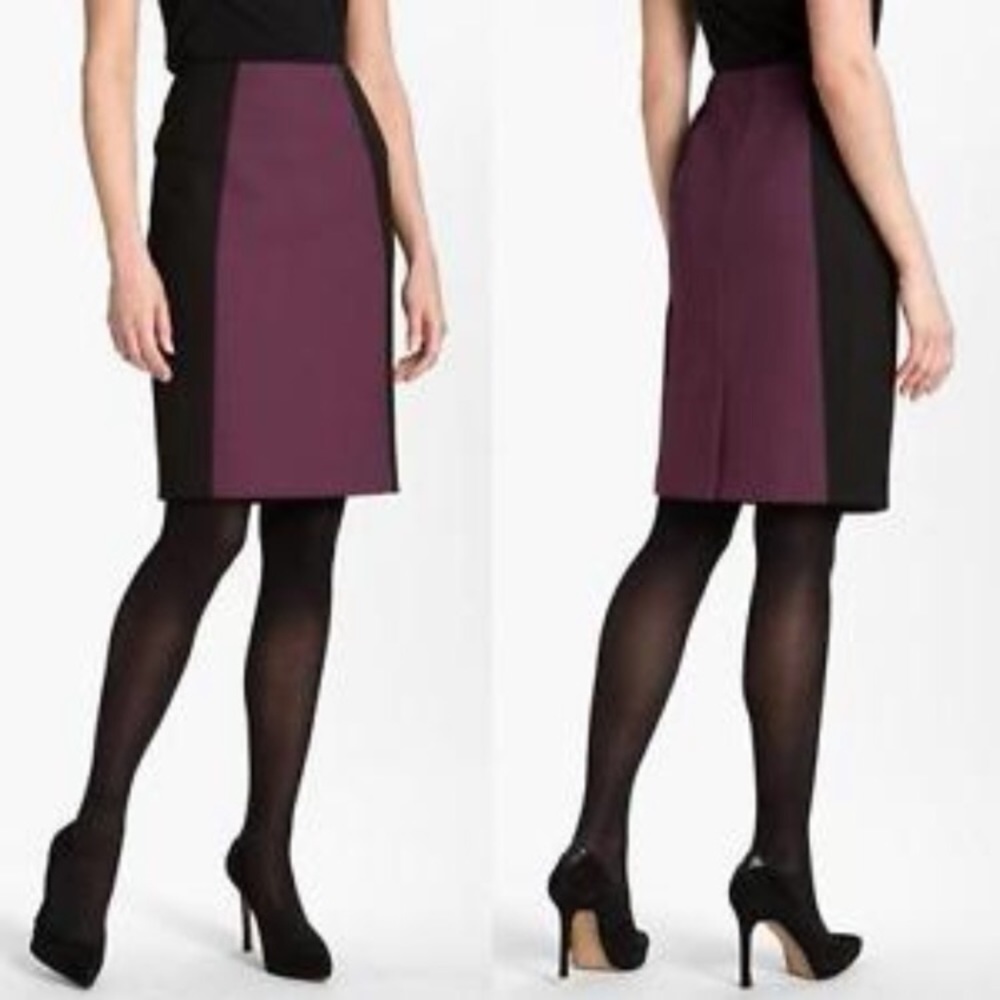 Halogen lined knit skirt Colorblock size 16 NWOT